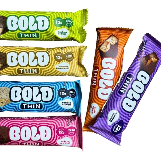 Bold Thin Caixa Mista 12un Barra Proteína Whey Sabores Novos