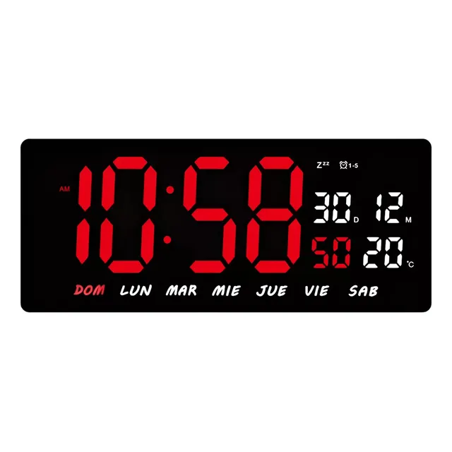 Reloj Digital De Mesa, Pared Con Alarma, Calendario Negro