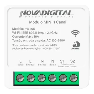 Interruptor Inteligente Relé Wifi Novadigital 1 Canal 16a Diy Mini Módulo Mini Smart Switch Tuya Smart Life Alexa Ms-105 127/220v Interruptor Inteligente Relé Wifi Novadigital 1 Canal 16a Diy Mini Módulo Mini Smart Switch Tuya Smart Life Alexa Ms-105 127/220v