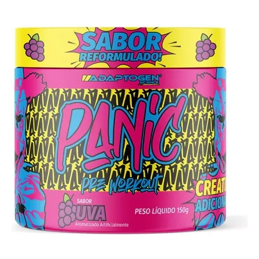 Pré Treino Com Creatina Panic 150g Adaptogen Uva