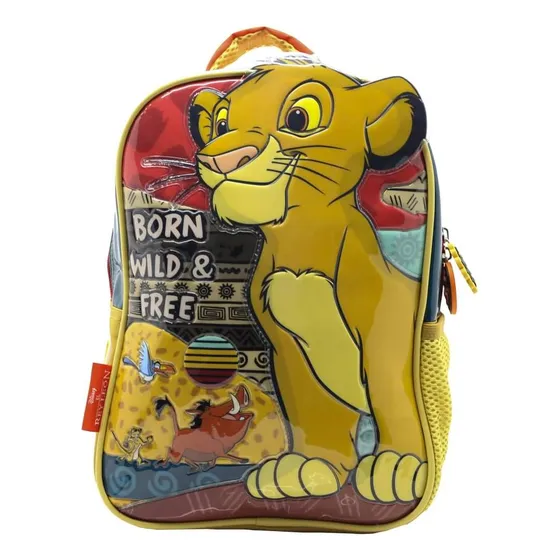 Mochila Escolar Rey Leon Simba Color Rojo Diseño De La Tela Liso