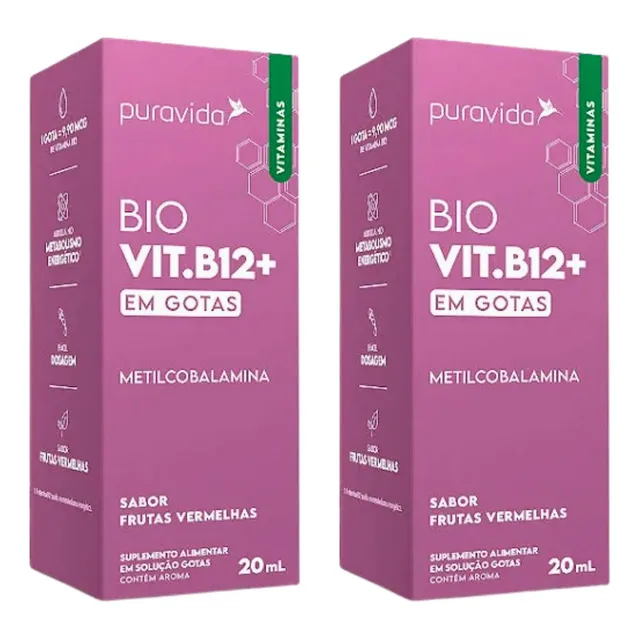 Kit 2 Bio Vitamina B12 Metilcobalamina 20ml  Puravida