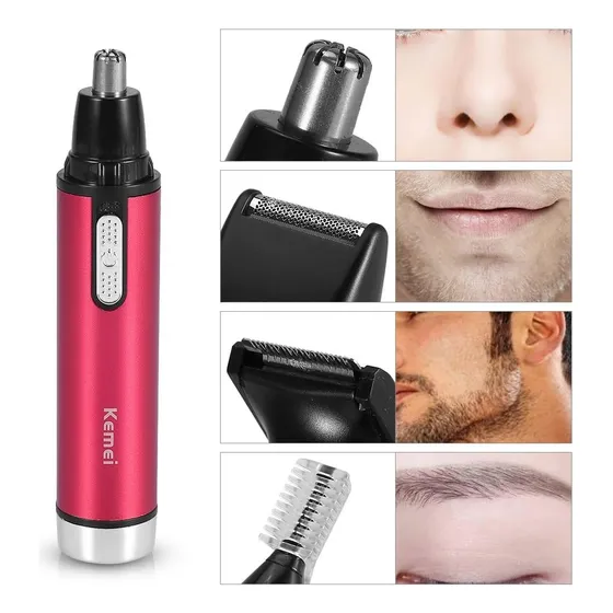 Maquina De Afeitar Kemei 4 En 1 Barba Nariz Bateria Aa