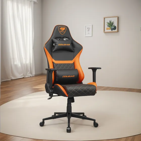 Silla Gamer Cougar Armor One V2 Negro/naranja Cuero 120kg