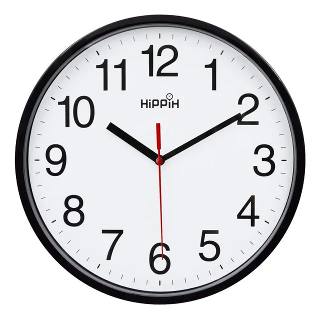 Hippih Reloj Pared Negro Silencioso Cuarzo Decalidad Tictac