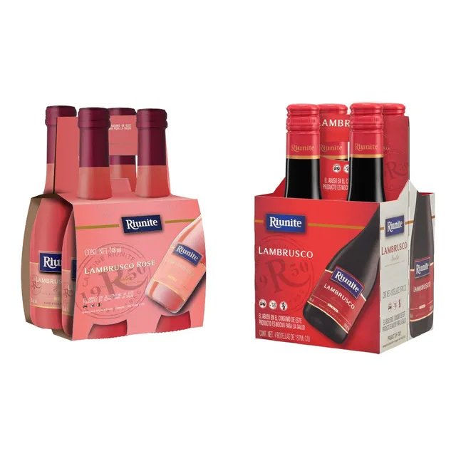 2 Pack Vino Rosado Y Tinto Riunite Lambrusco 4 Pzas C/u