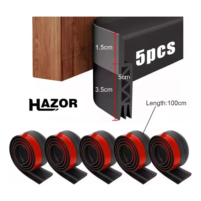 HAZOR® 5 Piezas De Guardapolvo Cubre Puerta Atrapa Polvo Evita Insectos Cubrepuertas Cortaviento Cubre Polvo Puerta Impermiables 4 Metros De Largo Material De Silicona De Alta Viscosidad Color Negro