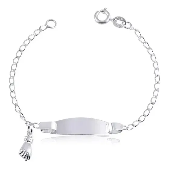 Pulseira De Bebe Figa Baby Com Nome Gravado Prata 925