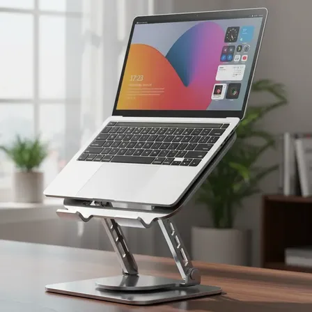 Soporte Base Aluminio Para Notebook Macbook Giro 360
