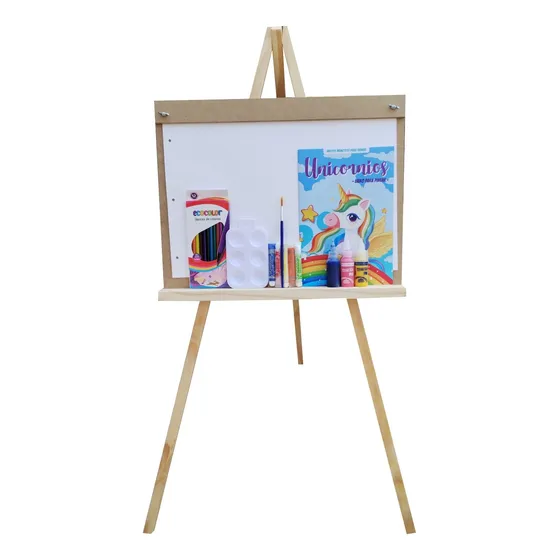 Atril De Madera Para Dibujo + Set De Pintura Niños