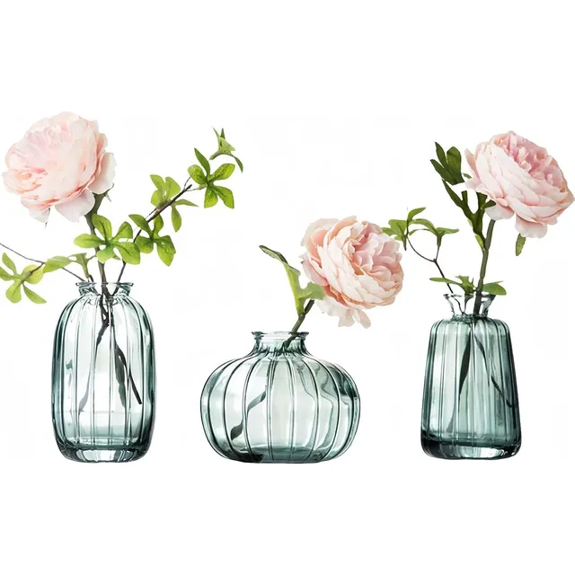 Set X3 Mini Florero Cristal Decorativo Diferentes - Qr!