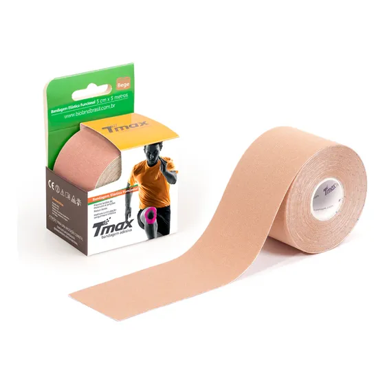 Kinesiology Taping Bandagem Elastica Adesiva Bege Tmax 5cm X 5m
