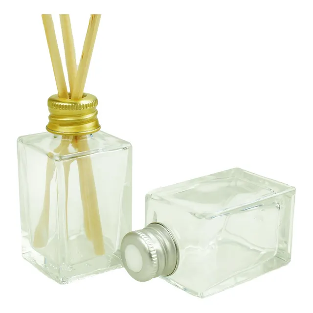 50 Kit Frasco Difusor Aromatizador Vidro Quadrado 3 Varetas