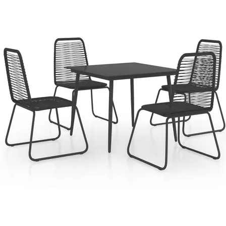 Juego De Comedor De Jardín De 5 Piezas Pvc Rattan Negro M3