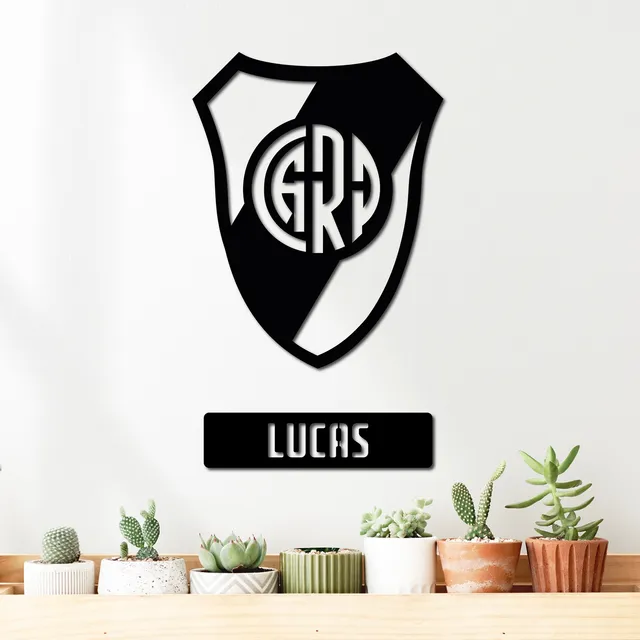 Cuadro Insignia Fútbol Personalizado Nombre 40cm - Madera