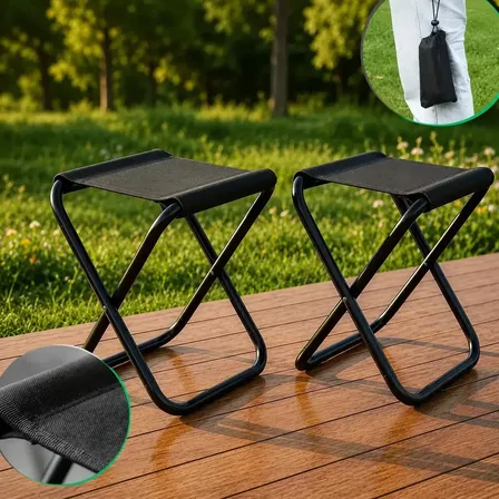 Kit 2 Mini Cadeira Dobrável Portátil Banco Pesca Camping Fila Resistente Banqueta Sólar