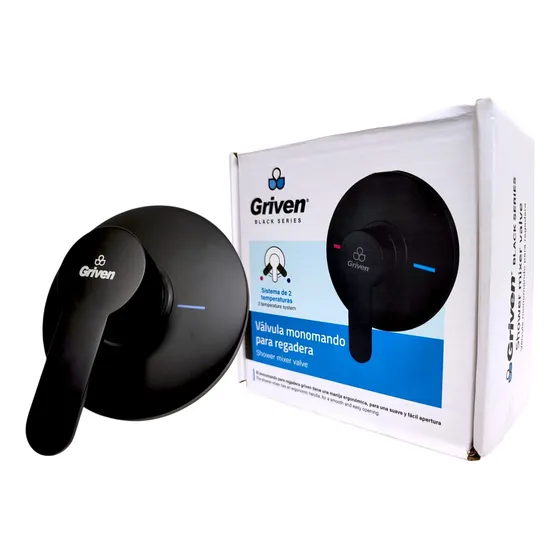 Llave Ducha Monomando Agua Fria-caliente Acero Negro Griven