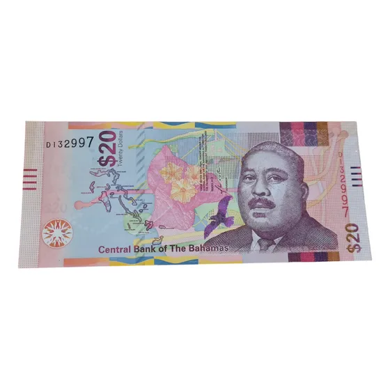 Billetes Mundiales : Bahamas  20 Dolares Año 2018