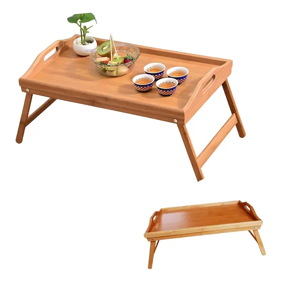 Mesa Desayuno Plegable Haiton Bambú TB-100 Bandeja Rectangular