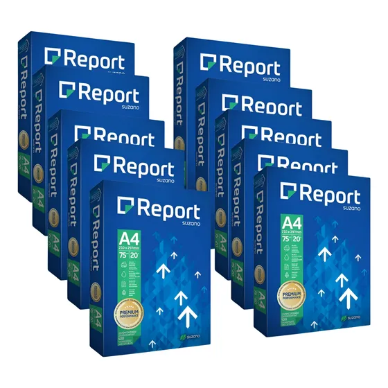Papel Sulfite Report A4 Com 10 Pct - 5.000 Folhas - Premium