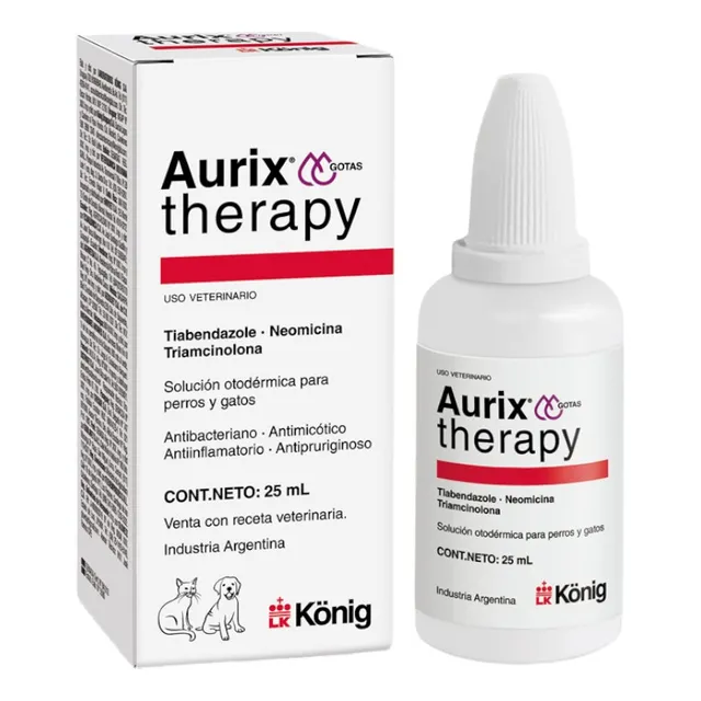 Konig Aurix Therapy 25ml Otitis Externa Y Dermatitis Uso Vet