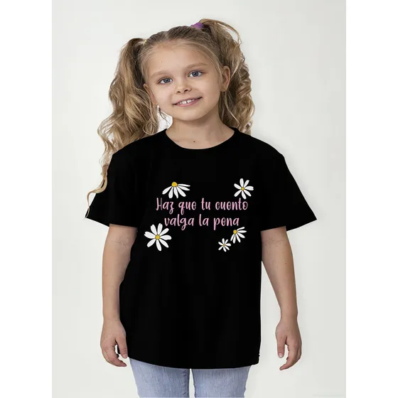 Remera Algodon Nena/e Haz Que Tu Cuento Valga Margaritas
