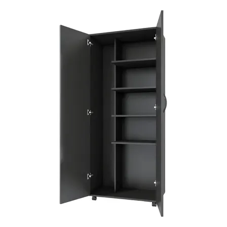 Armario Para Lavanderia 2 Portas Com Rodinhas Multiuso Cor Preto