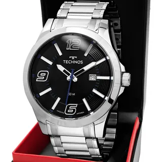 Technos Relógio Masculino Technos Inoxidável Prateado Analógico Resistente ÁguaPo