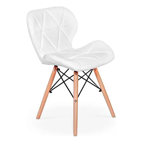 Cadeira Charles Eames Eiffel Slim Wood Estofada Magazine Decor Cor Branco