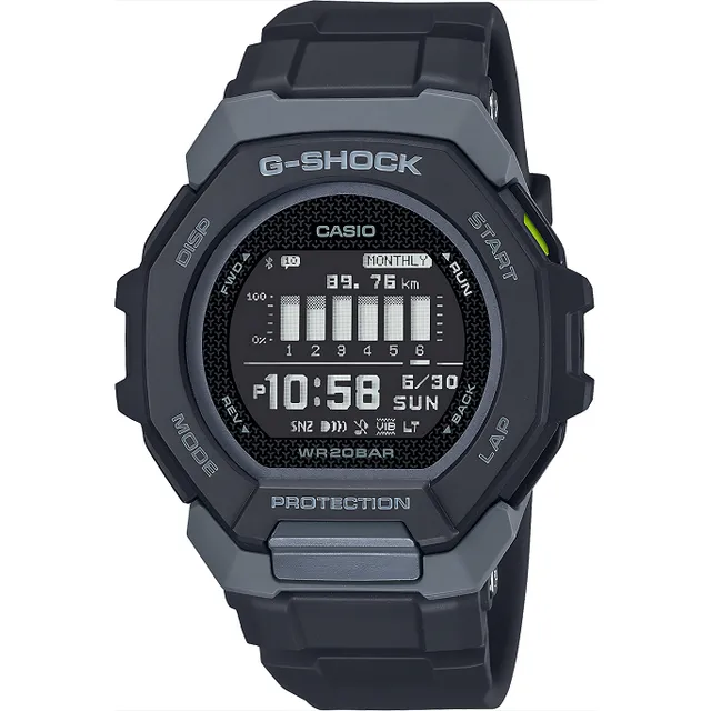 Correa de reloj Casio G-Shock G-Squad Sport GBD-300-1DR, bisel negro y fondo negro