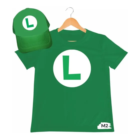 Franela Mas Gorra Para Niño Luigi Super Mario Bros Algodon
