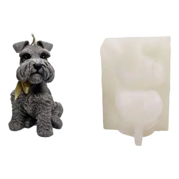 Molde De Silicona En 3d Con Forma De Perro Schnauzer