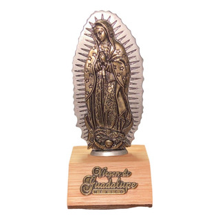 Virgen Guadalupe Matal Con Base Grande Madera Virgen Guadalupe Matal Con Base Grande Madera