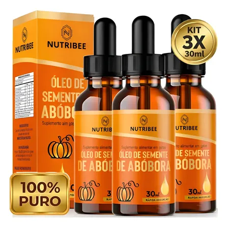 Kit 3x Óleo De Semente De Abóbora Em Gotas 100% Puro 3x30ml Sem Sabor