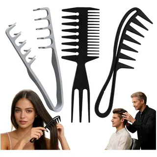 Peine Textura Voluminizante Barbero Estilista Peluquero 3pzs Negro