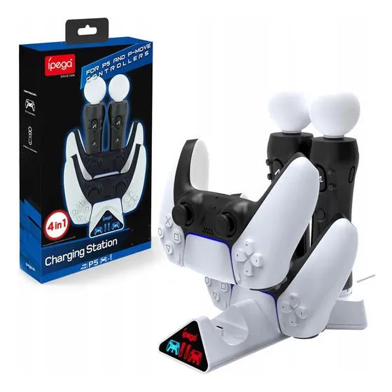 Base Carregadora 4 Em 1 Compatível Com Controle Ps5 Ps Move