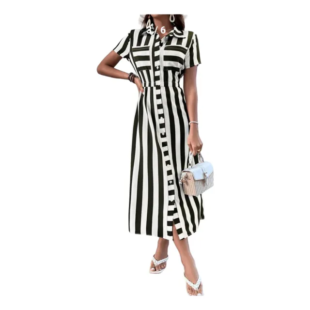Vestido Mujer Manga Corta Azul Maxi