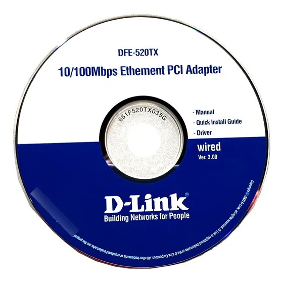 Cd Original Placa De Rede D-link Dfe-520tx Wired Ver. 3.0