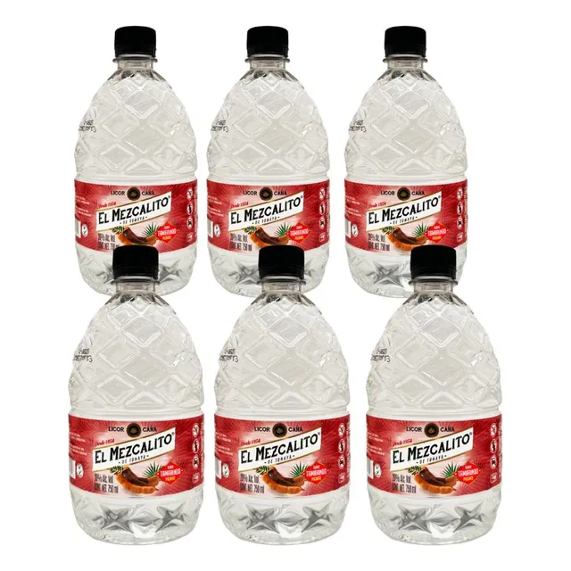 Six Pack Licor De Caña El Mezcalito Tamarindo Picante 750 Ml