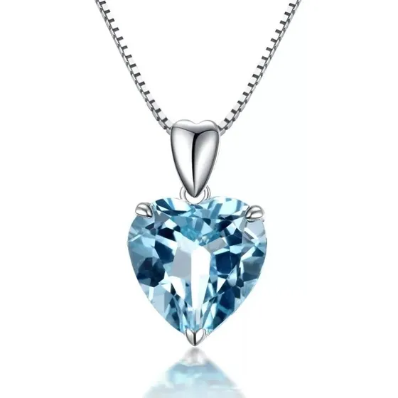 Collar Corazon Cristal Celeste /todojoyas