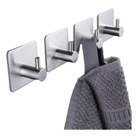 Gancho Perchero Percha Metal Adhesivo Acero Inox X4