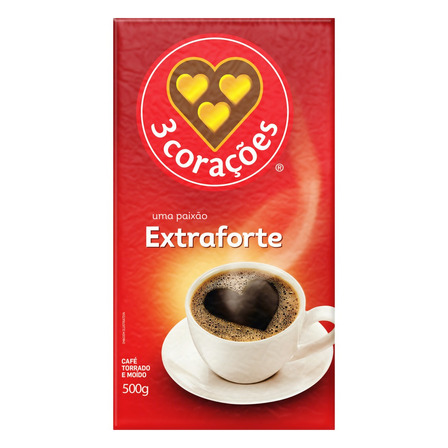 Café Torrado e Moído a Vácuo Extraforte 3 Corações Pacote 500g