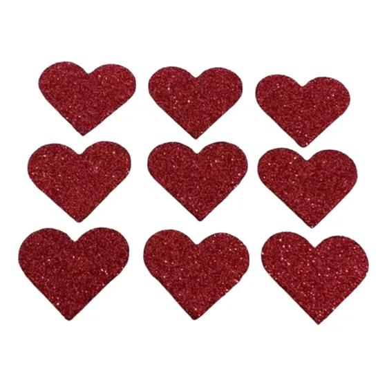 Aplique Coração 5 E 7 Cm Em Eva Glitter Kit 50 Unid Cada