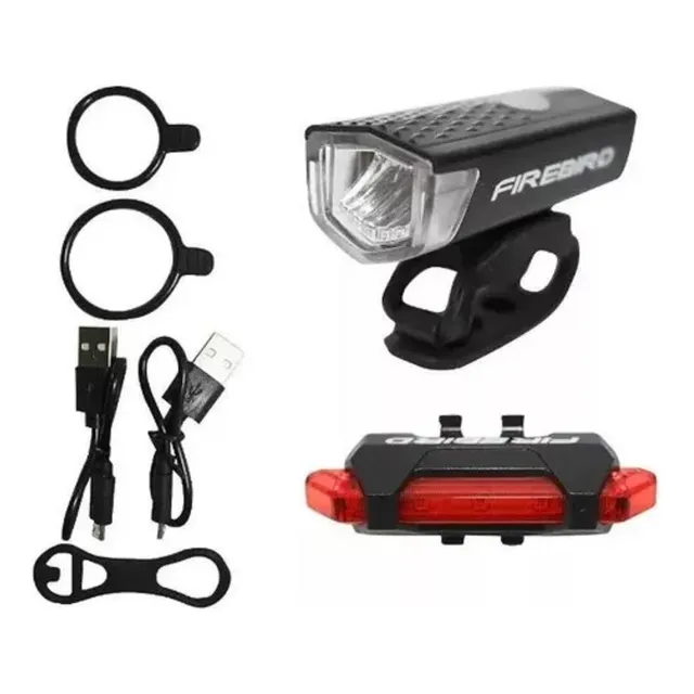 Luz Destellador Kit Para Bici Fire Bird Recargable Usb