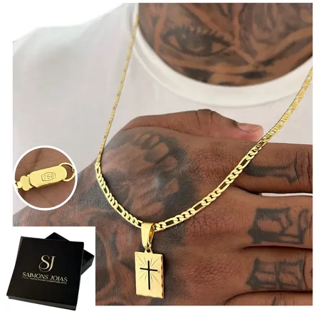 Corrente De Ouro Masculina Em Moeda Antiga Não Suja Corrente Masculina Dourada 60cm