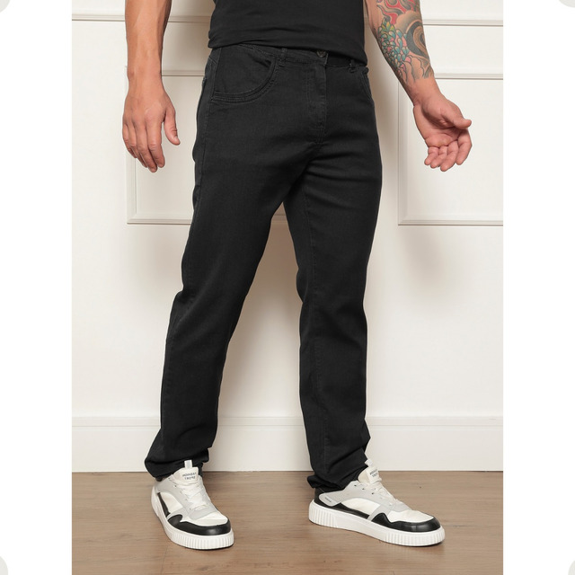 Calça Jeans Masculina Preta Corte Reto Tradicional Premium Calça Jeans Masculina Preta Corte Reto Tradicional Premium