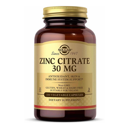 Citrato De Zinc 30mg 100 Capsulas Vegetales Solgar Sabor Neutro Citrato De Zinc 30mg 100 Capsulas Vegetales Solgar Sabor Neutro