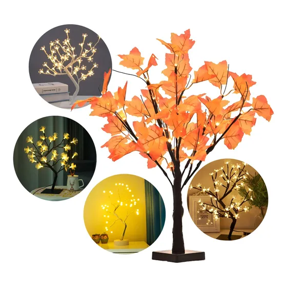 Árbol Lámpara Led Bonsái De Decoración Luz Cálida Armable.