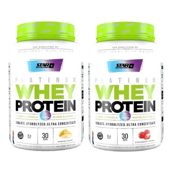 Combo 2x1 Platinum Whey Proteina Star Nutrition Pote 4lb