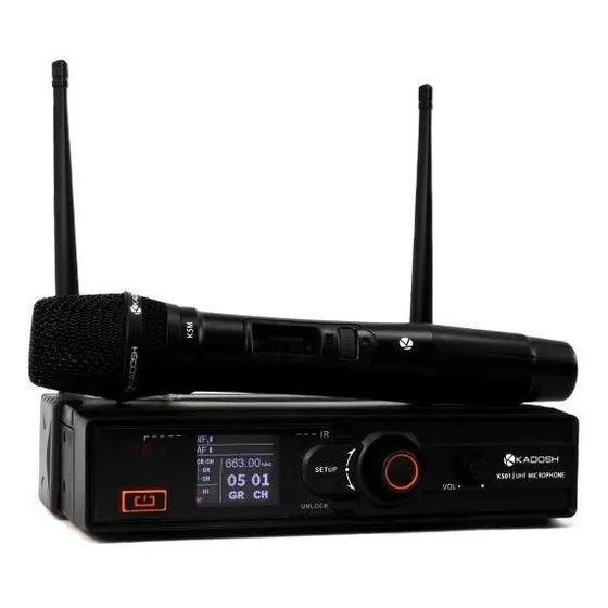 Microfone De Mão Sem Fio Kadosh K-501m K501m K 501m Uhf Cor Preto